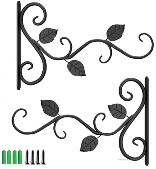 2Pcs Suspension Crochet Mural pour Plantes 30×18cm Support Plante Murale Interieur en Fer Forgé avec Vis pour Plantes Lanternes Mangeoires à Oiseaux Carillons éoliens