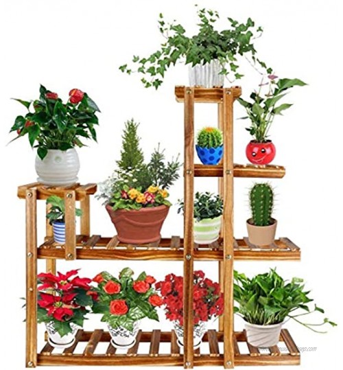 Astory Support de plantes en bois de pin Étagère verticale avec plusieurs niveaux Pour l'intérieur et l'extérieur 4 niveaux 10 pots de fleurs