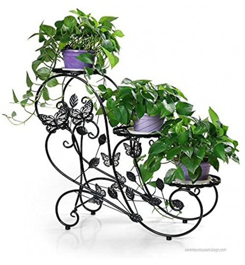U N Etagere Support Porte Pots Plante Fleurs 3 Niveaux Jardin en Metal Fer Noir