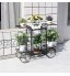 unho Porte Plante Fer Forgé Étagère Plante avec 6 Tablettes Support Pot de Fleurs en Forme de Chariot Parfait pour Maison Jardin Patio Terrasse ou Balcon 83x68.5x22cm