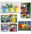 JZK 8 x Coloré Petit Métal Pots de Fleurs avec Trou de Drainage et Crochet Amovible Suspension Extérieure Seau de Pot de Plante Pots de Fleurs à Suspendre pour Clôture de Jardin