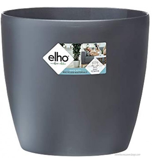 Elho 2054323 Brussels Pot de Fleur Ronde avec Roulette Anthracite 35 x 35 x 33 cm