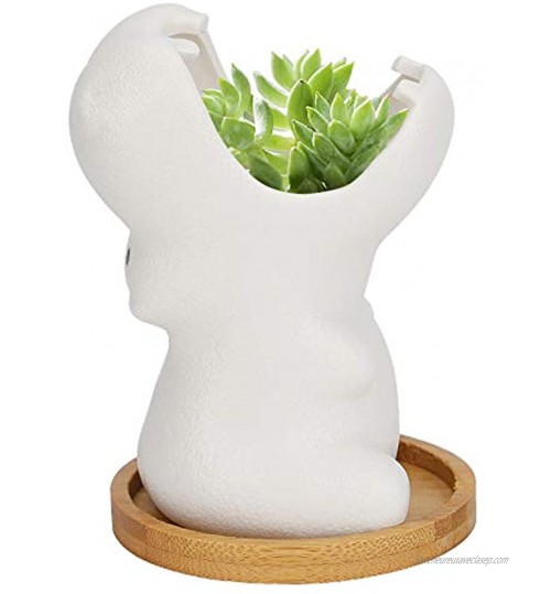 Herefun 9.5CM Pots de Fleurs en Céramique Blanc Pots de Fleurs pour Plante Succulente Mini Pot de Plante Hippopotame Céramique Pots Plantes Décoration pour Bonsai Plantes Succulent Aloès