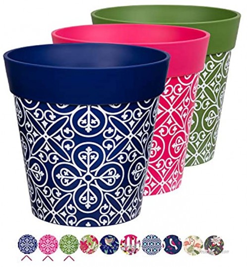 Lot de 3 Pots de Fleurs Hum en mosaïque Maroc Multicolore Pots d'intérieur et d'extérieur 22 x 22 cm